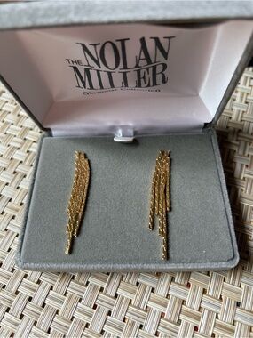 Vintage Nolan Miller Gold Tiered Fringe Dangle Earrings